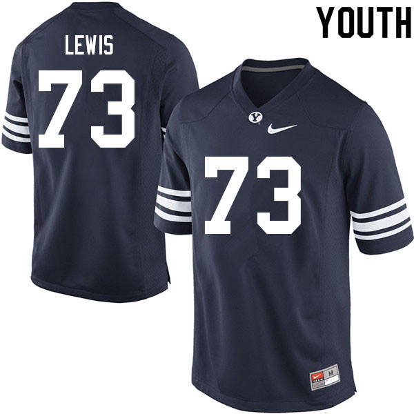 Youth #73 Tysen Lewis BYU Cougars College Football Jerseys Sale-Navy
